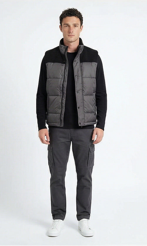 Color-Block Quilted Utility Vest