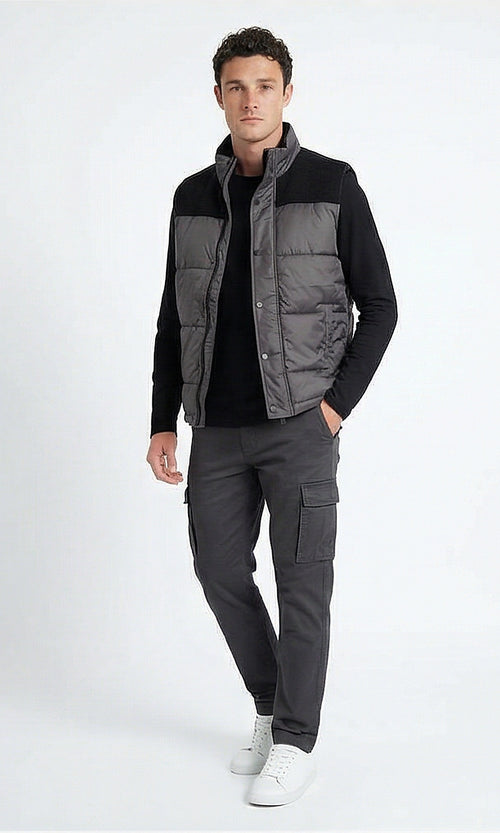 Color-Block Quilted Utility Vest