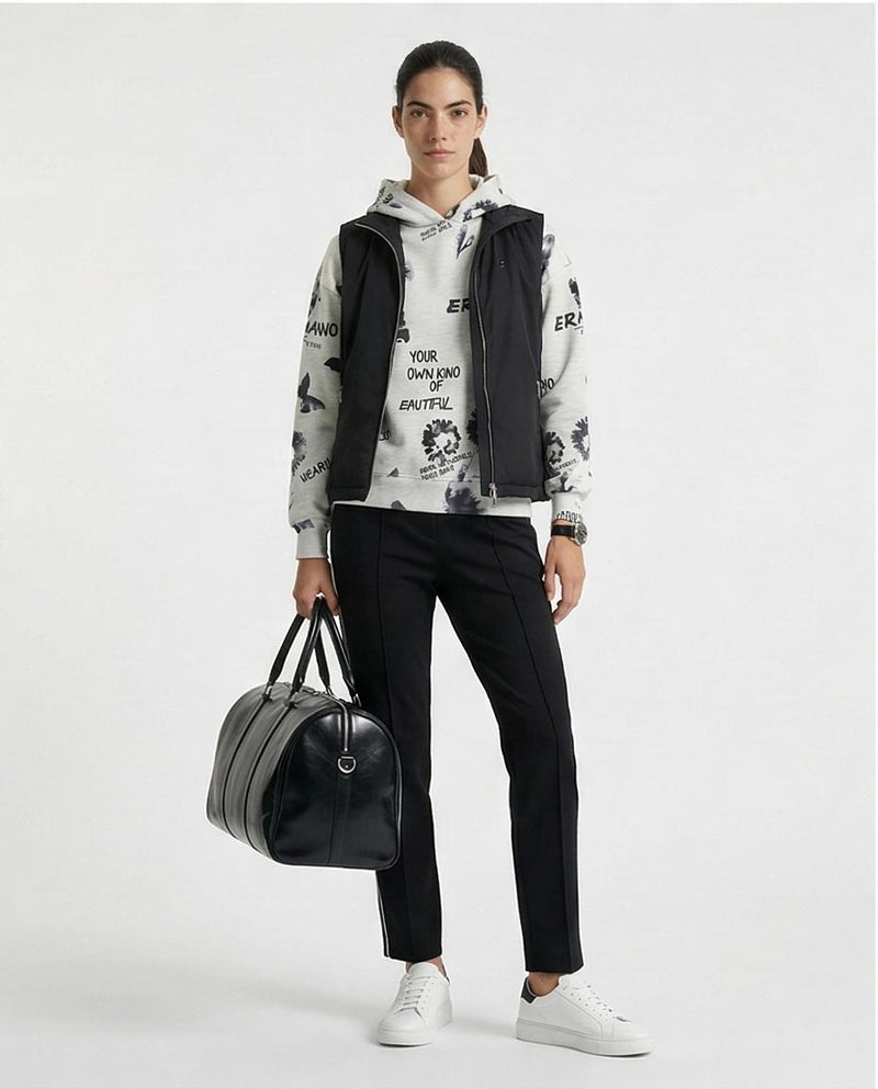 O200012 - Patterned Slip On Black & White Casual Hoodie