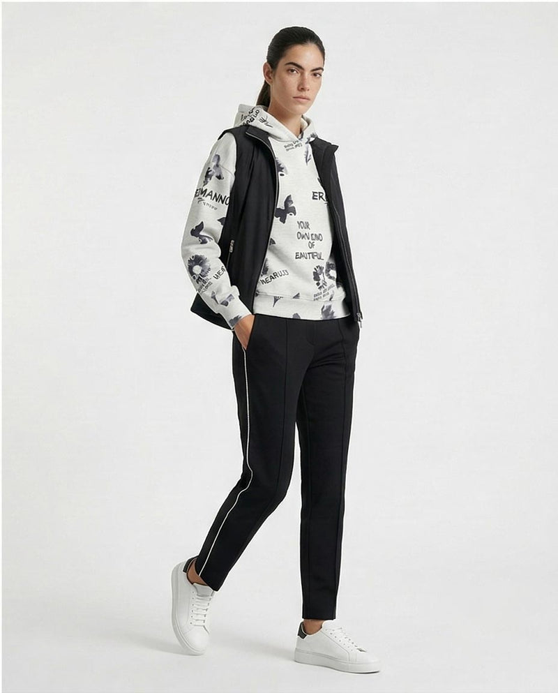 O200012 - Patterned Slip On Black & White Casual Hoodie