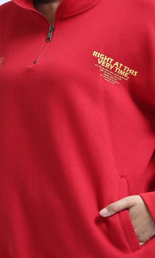 O200145 - Long Sleeve Red Fashionable Sweatshirt