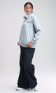 O200146 - Zipped Stand Neck with Print - Heather Grey