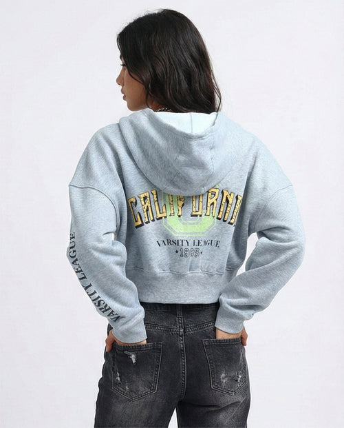 O200149 Heather Grey Long Sleeves Regular Fit Zipped Hoodie