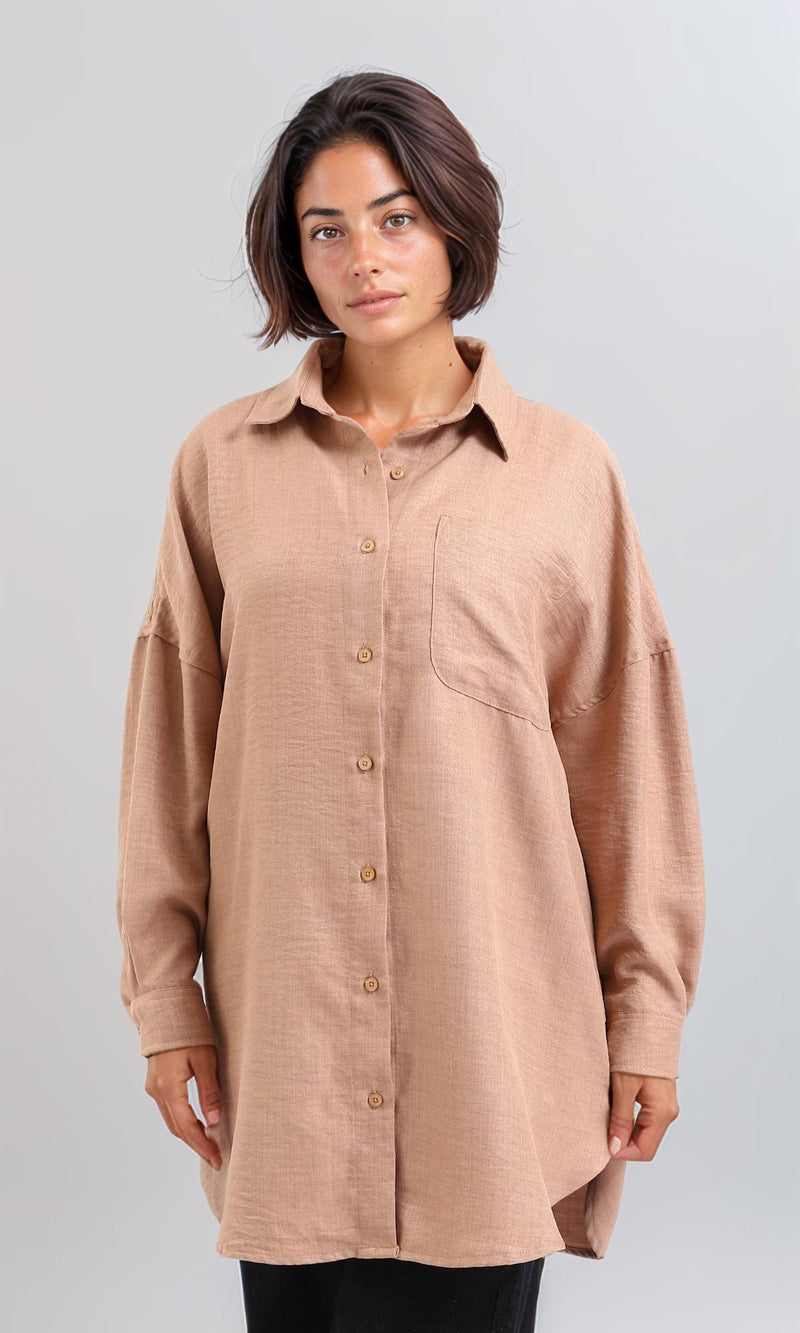 O200156-Textured Long Sleeves Summer Bronze Shirt