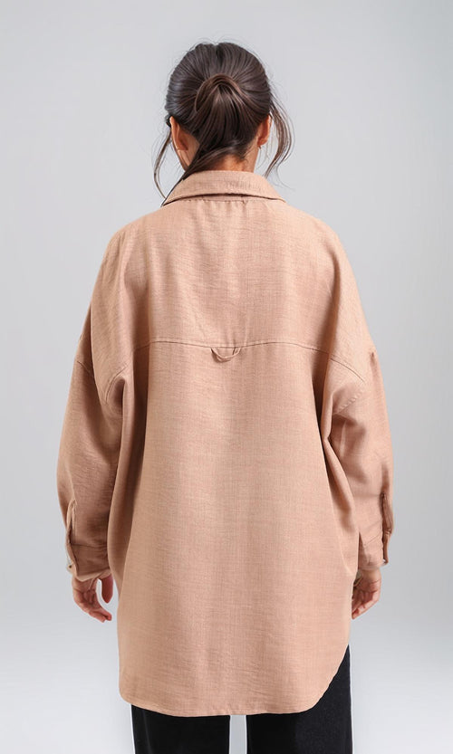 O200156-Textured Long Sleeves Summer Bronze Shirt