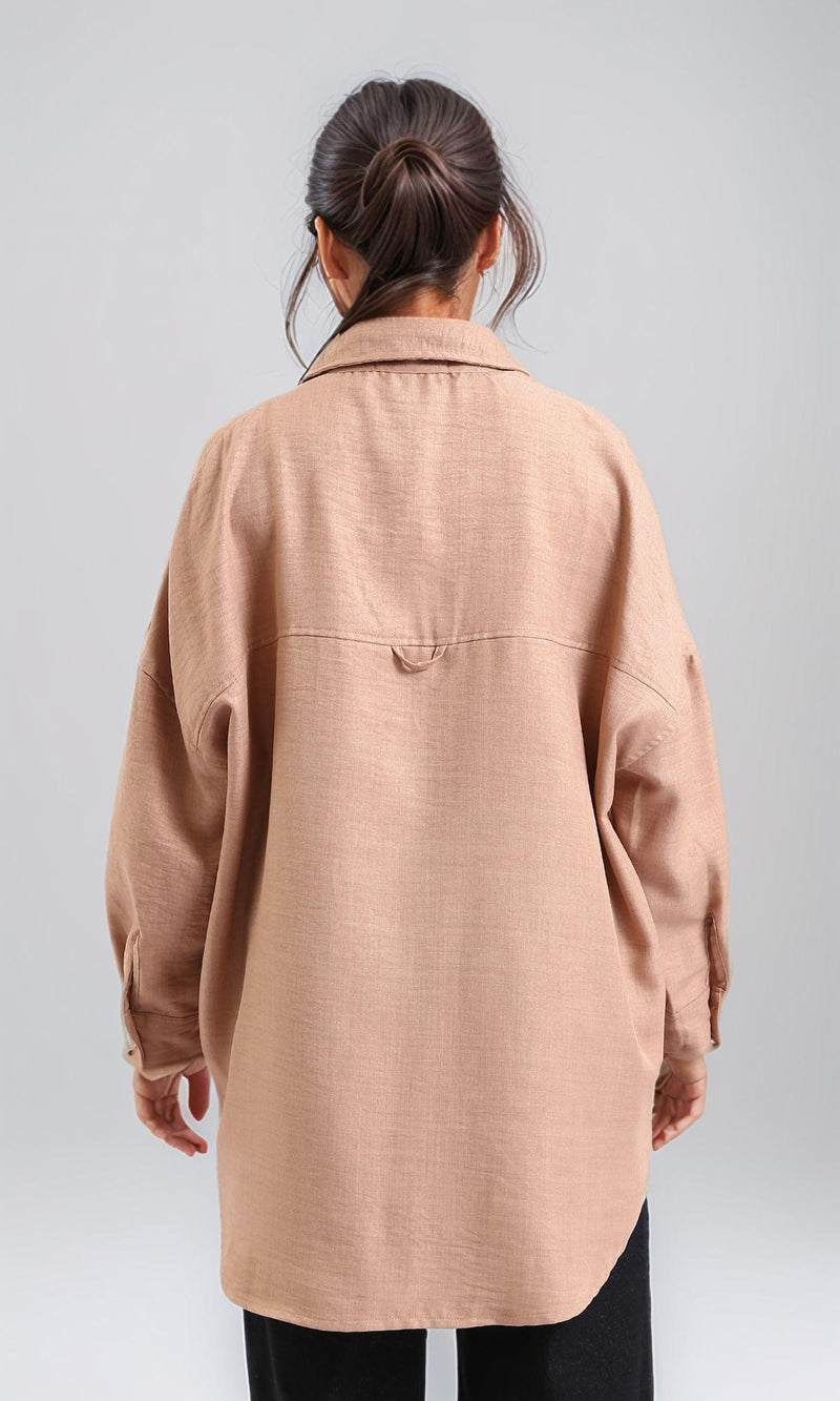 O200156-Textured Long Sleeves Summer Bronze Shirt