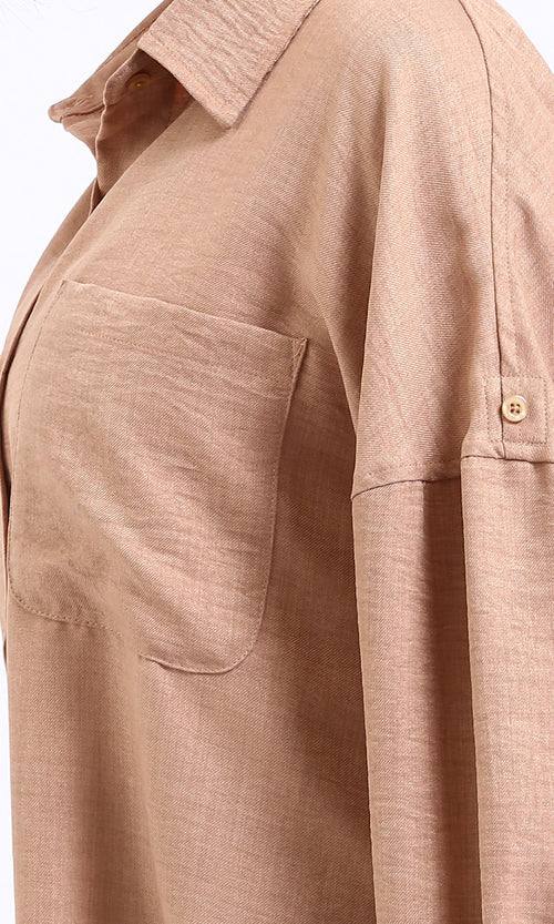 O200156-Textured Long Sleeves Summer Bronze Shirt