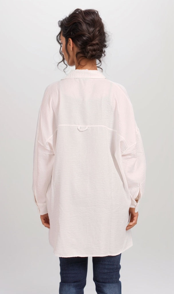 Essential Oversized Button-Down Shirt in Soft Cream