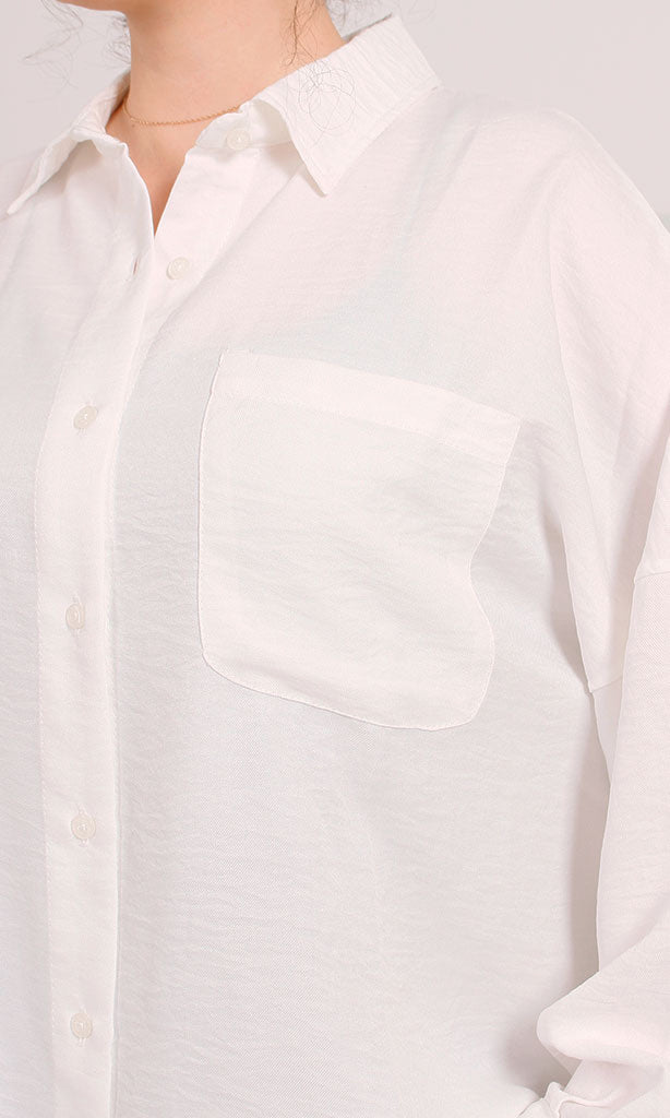 Essential Oversized Button-Down Shirt in Soft Cream