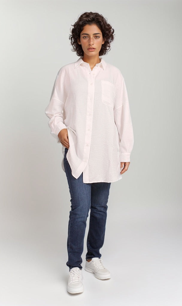 Essential Oversized Button-Down Shirt in Soft Cream