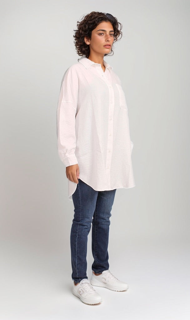 Essential Oversized Button-Down Shirt in Soft Cream