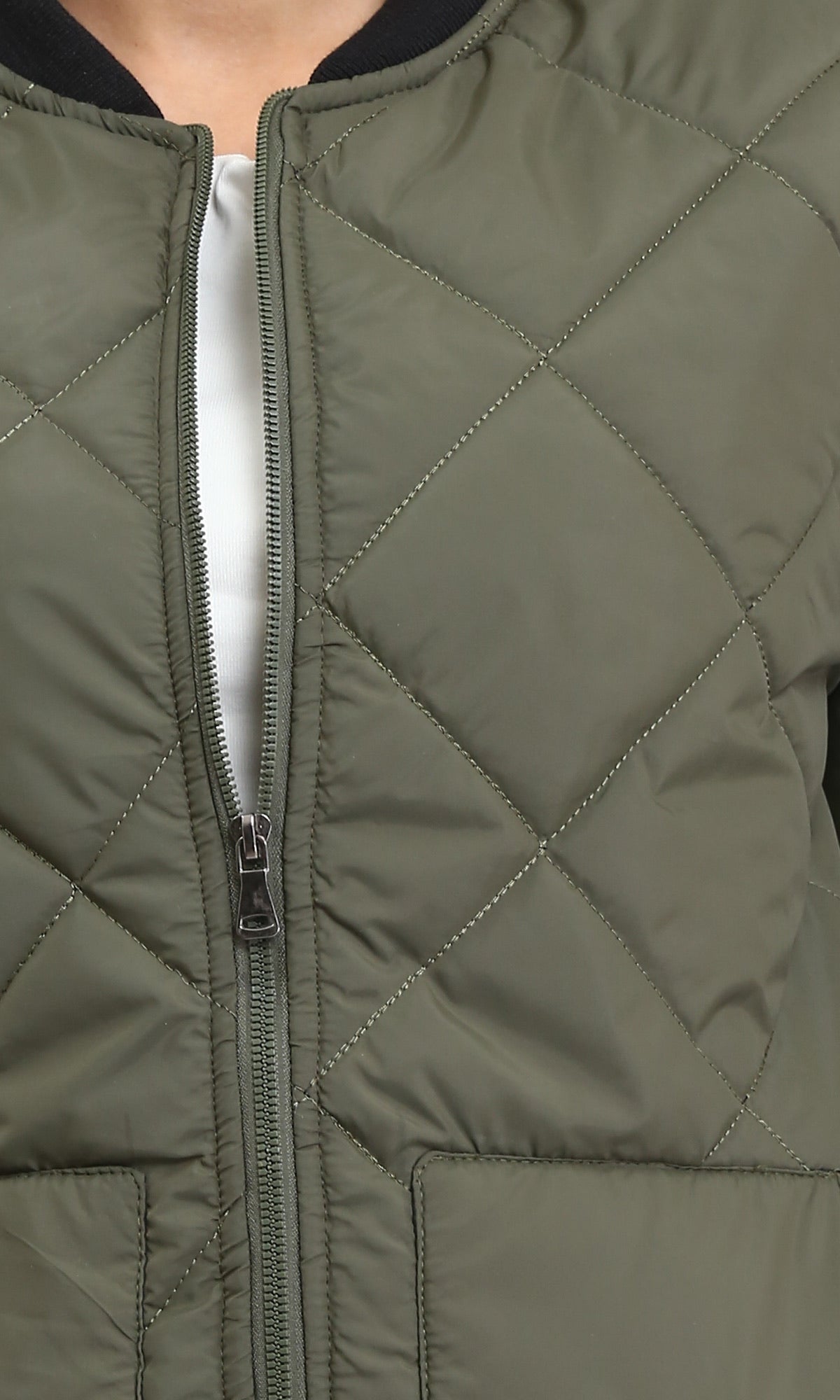 Khaki Quilted Tactical Bomber Jacket - O200257