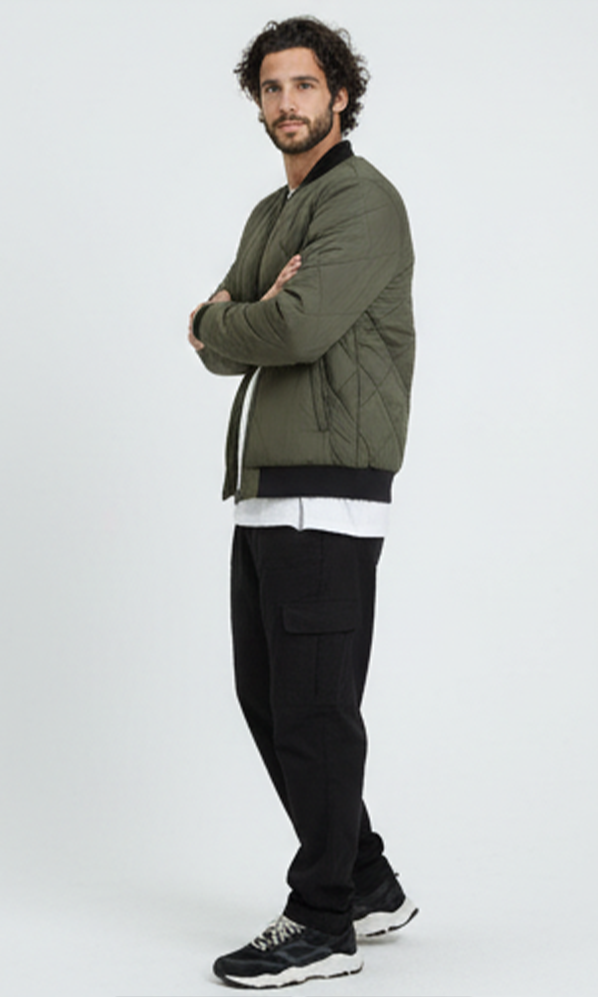 Khaki Quilted Tactical Bomber Jacket - O200257
