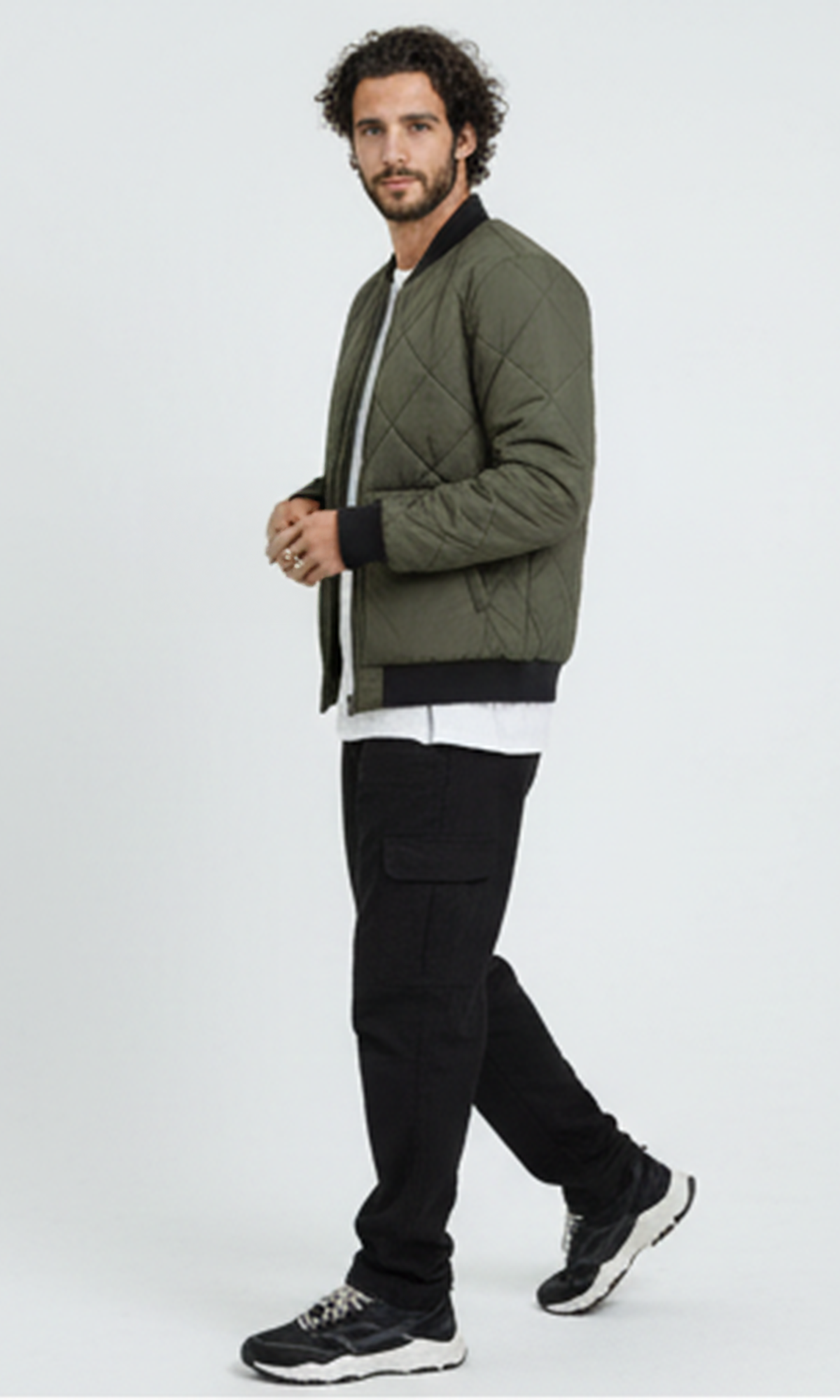 Olive Quilted Tactical Bomber Jacket