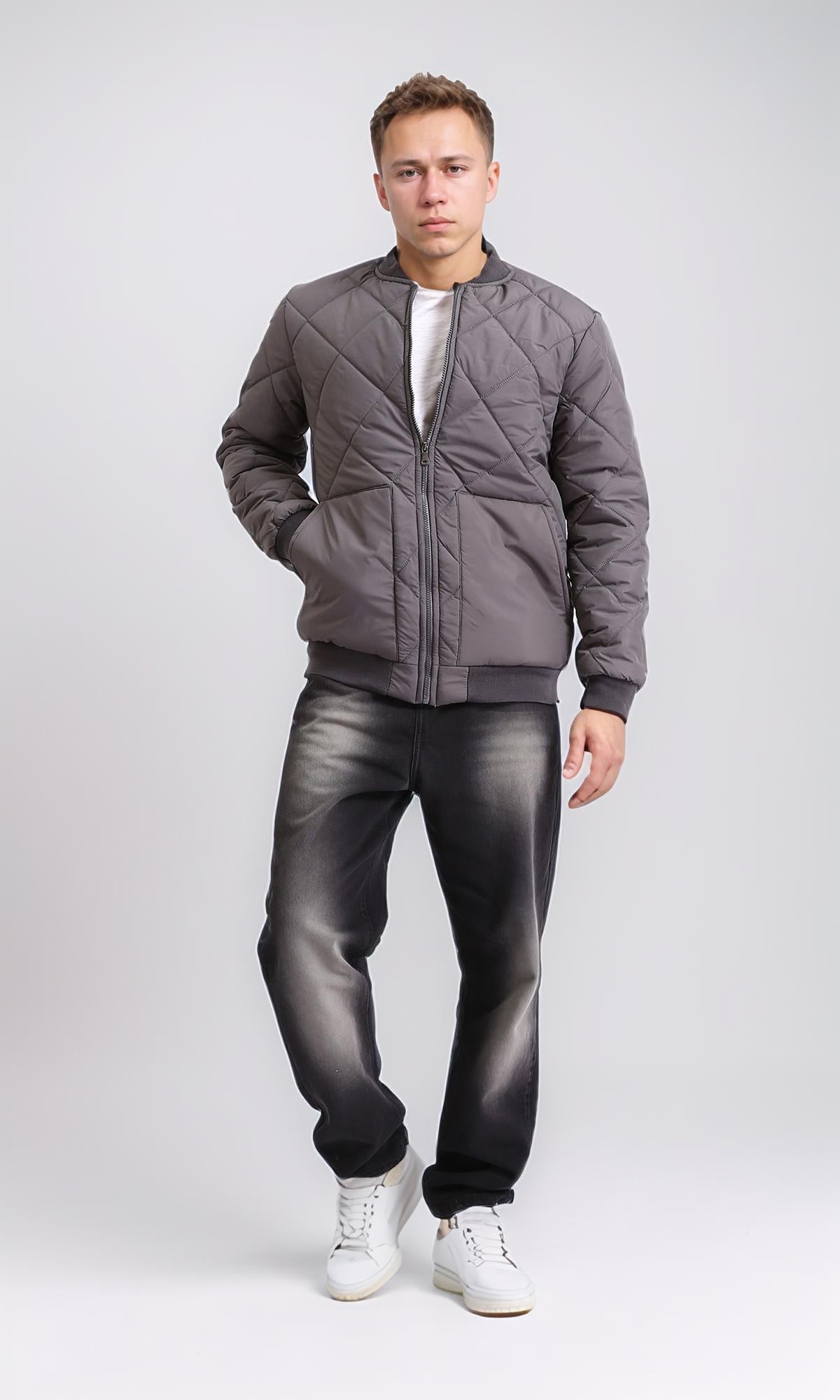 D.Grey Quilted WaterProof Bomber Jacket - O200259