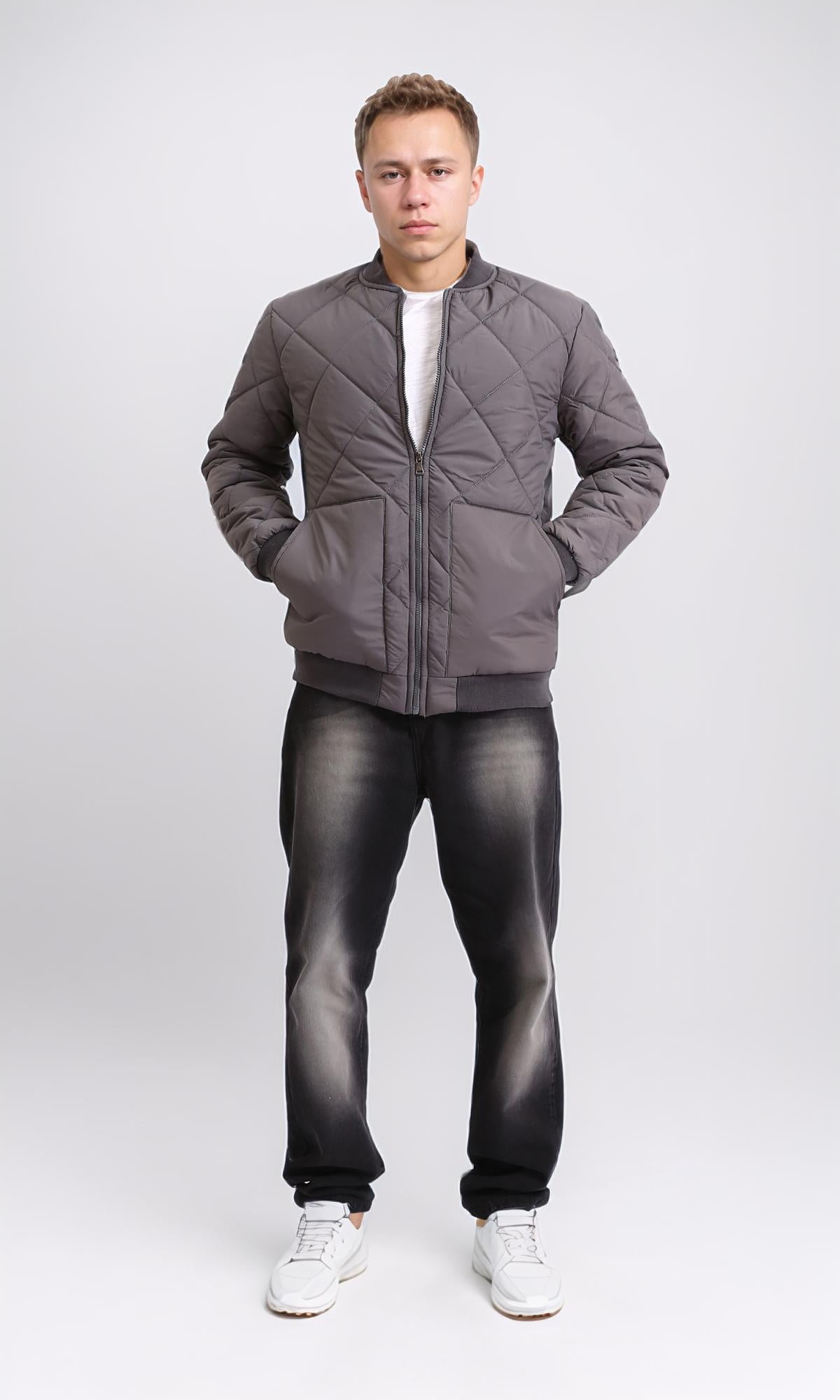 D.Grey Quilted WaterProof Bomber Jacket - O200259