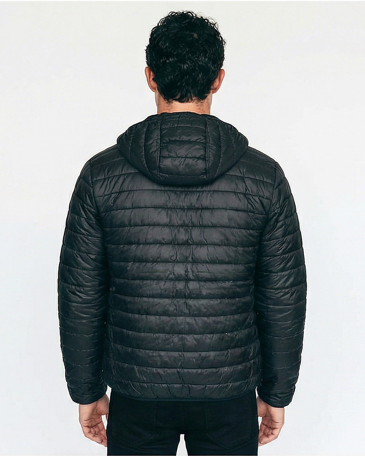 Black Quilted Hooded Puffer Jacket