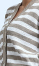 O200311 - Knitted Winter Cardigan - Beige & White