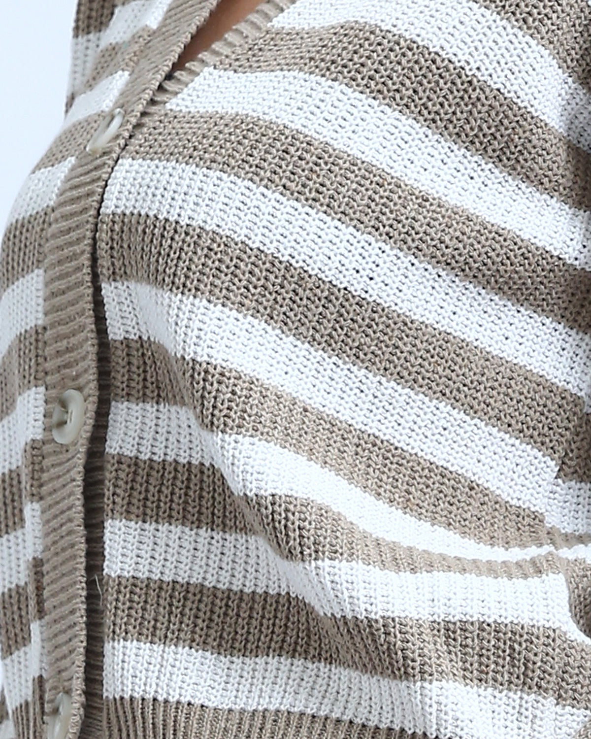 Ravin Women’s Striped Cropped Knit Cardigan – Neutral Earth Tones - O200311
