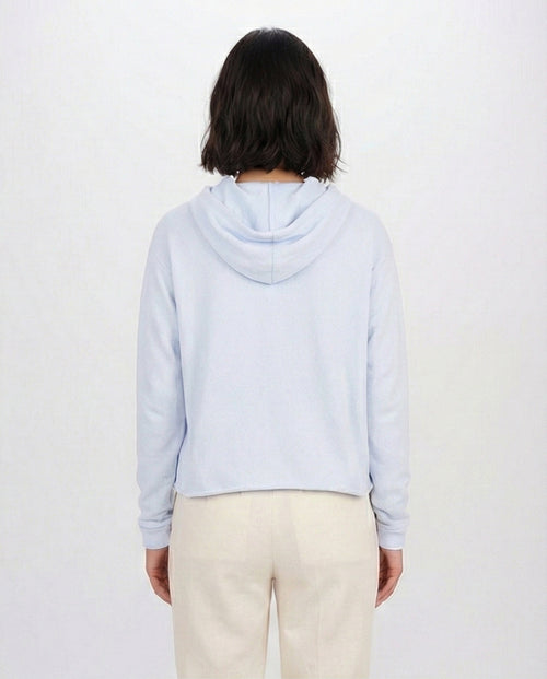 Sky Blue Soft Knit Hooded Pullover - O200387