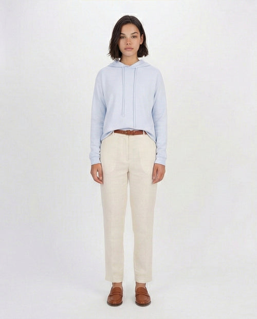 Sky Blue Soft Knit Hooded Pullover - O200387