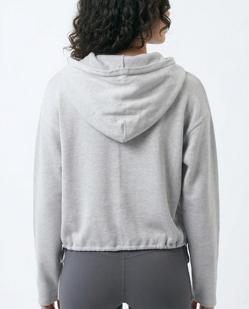 Ravin Women’s Sport Luxe Cropped Knit Hoodie – Heather Grey - O200389