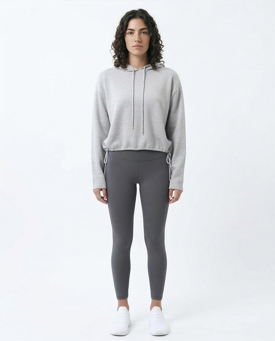 Ravin Women’s Sport Luxe Cropped Knit Hoodie – Heather Grey - O200389