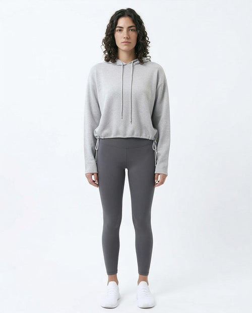 Ravin Women’s Sport Luxe Cropped Knit Hoodie – Heather Grey - O200389