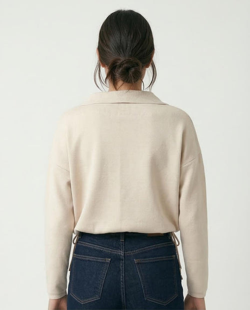 Ravin Women's Cinch-Hem Knit Polo Sweater – Cream - O200393