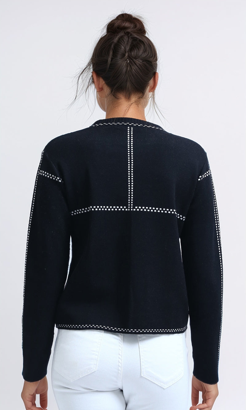 O200395 - Round Long Sleeves Solid Pullover - Black