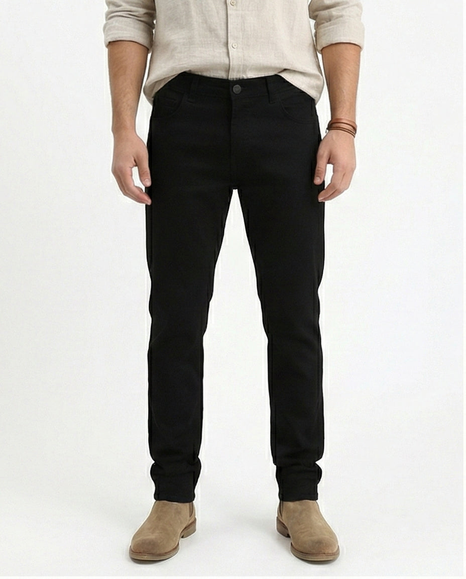 Sleek Slim-Fit Black Denim Jeans - O200507