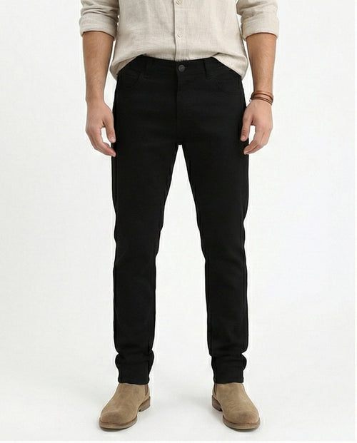 O200507 - Regular Fit Solid Jeans - Black