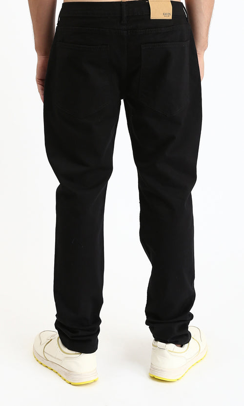 O200507 - Regular Fit Solid Jeans - Black