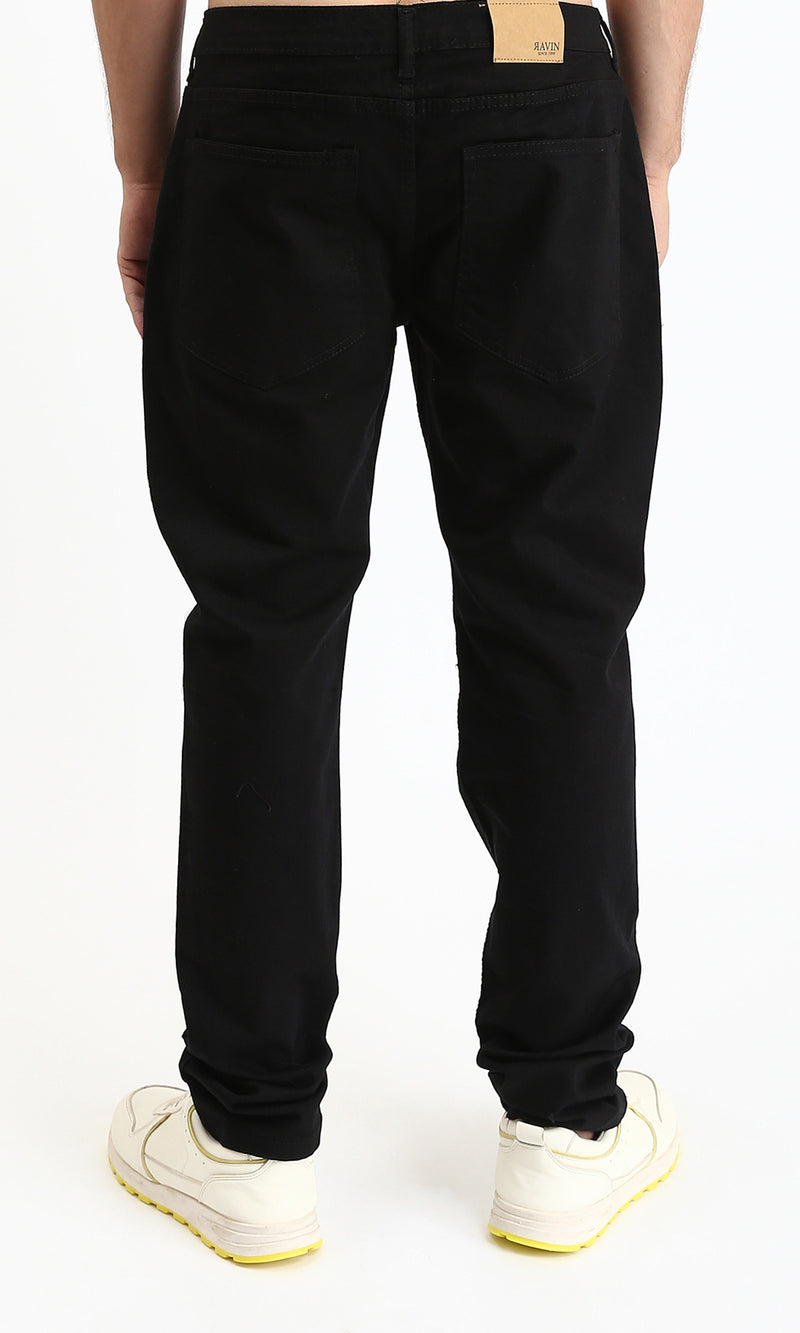 O200507 - Regular Fit Solid Jeans - Black