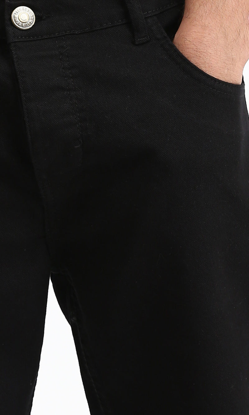 O200507 - Regular Fit Solid Jeans - Black