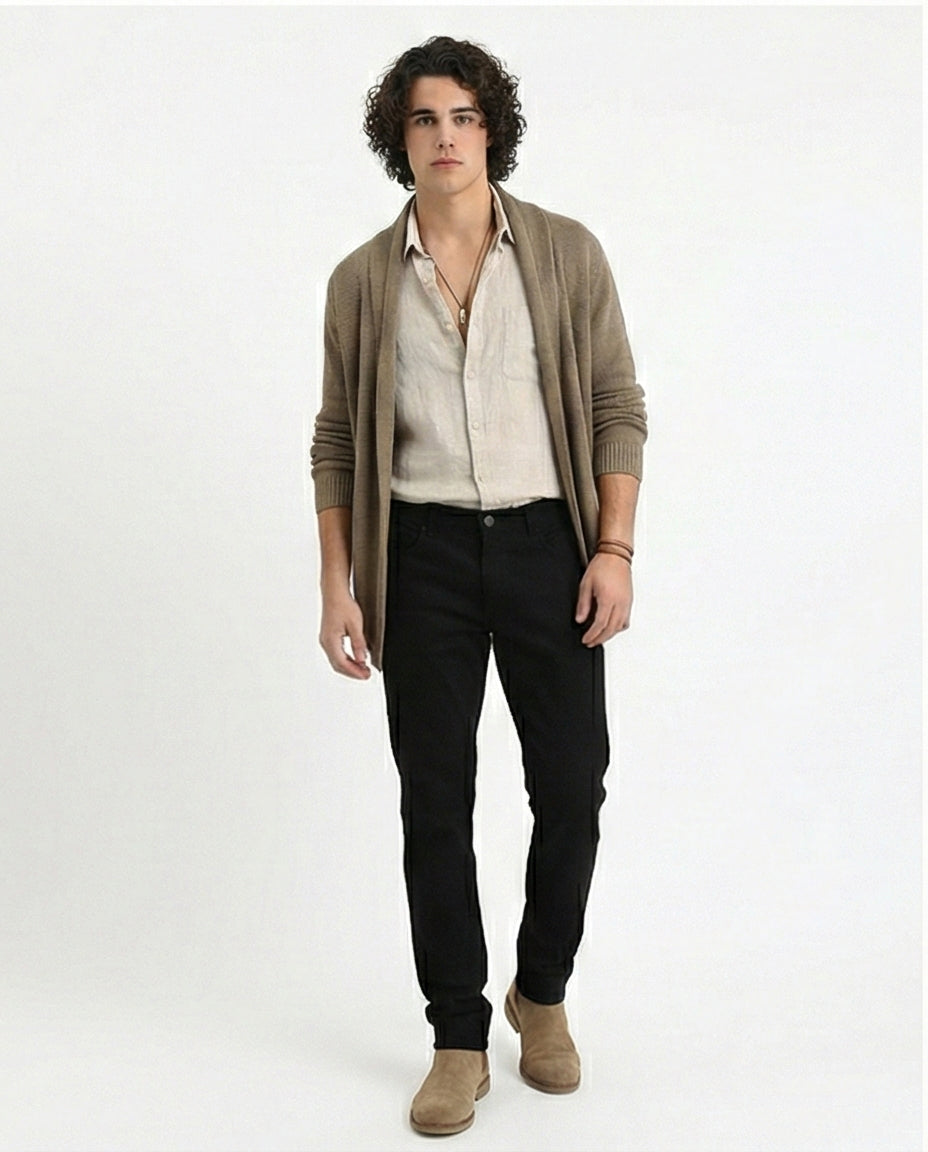 Sleek Slim-Fit Black Denim Jeans - O200507