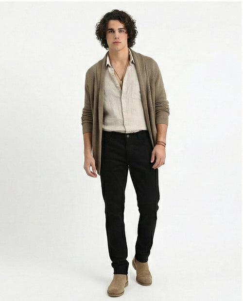 O200507 - Regular Fit Solid Jeans - Black