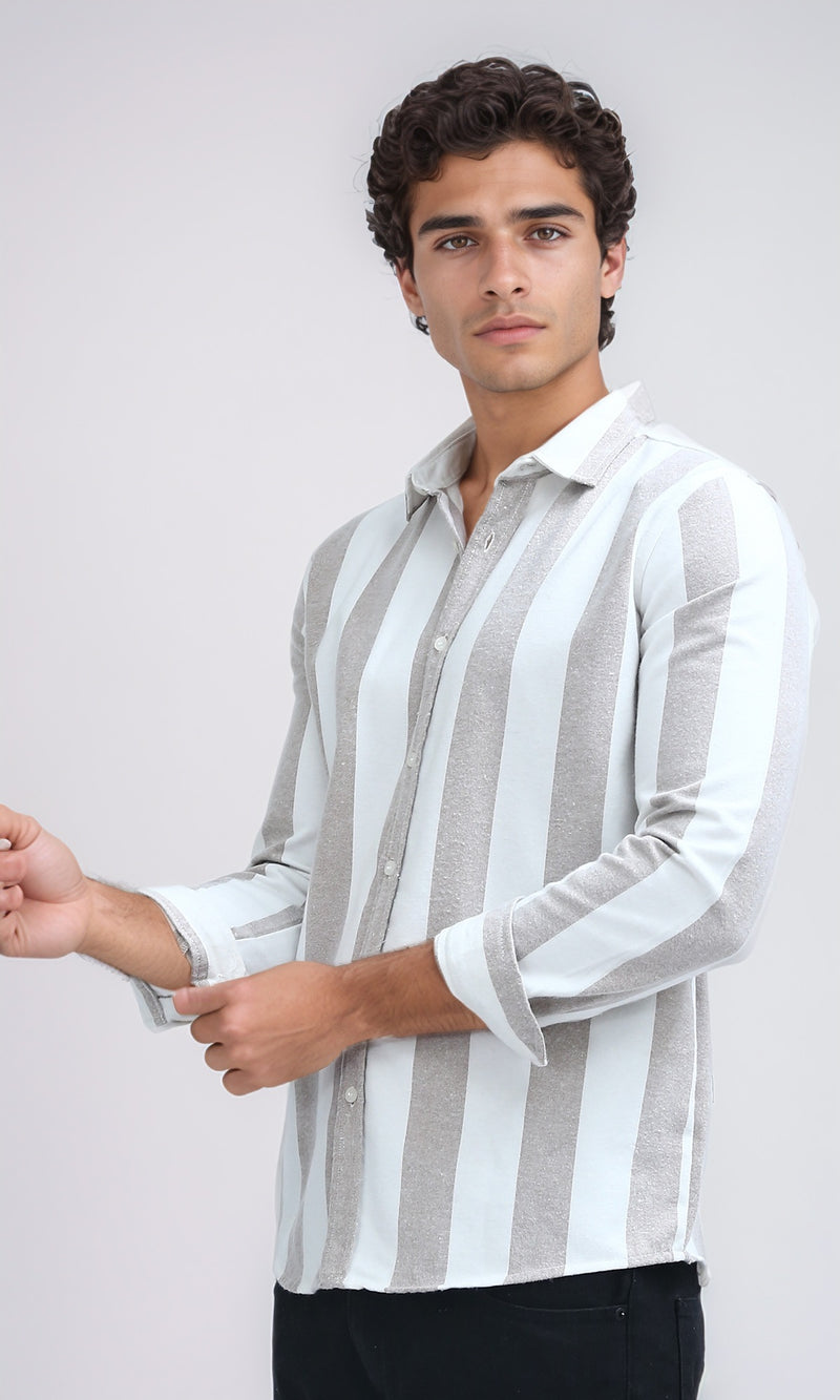 O200508 - Buttoned Down Brown Striped Shirt