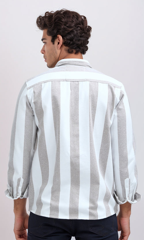 O200508 - Buttoned Down Brown Striped Shirt