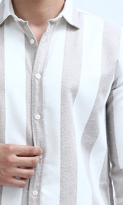 O200508 - Buttoned Down Brown Striped Shirt