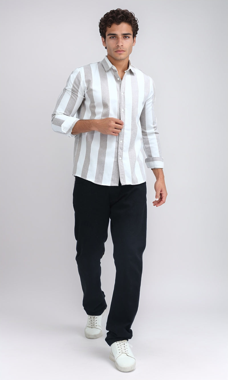 O200508 - Buttoned Down Brown Striped Shirt