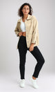 O200516 - Long Sleeves Jacket Jeans with Back Printed - Beige