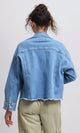 O200520 - Fashionable Long Sleeves Cropped Denim Jacket - Light Blue