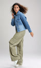 O200520 - Fashionable Long Sleeves Cropped Denim Jacket - Light Blue