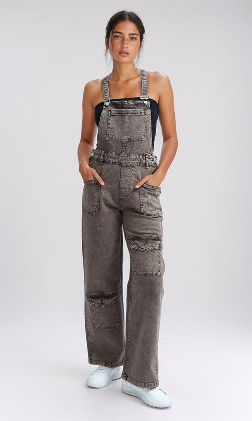 O200525 - Sleeveless Summer Women Salopette - Washed Brown