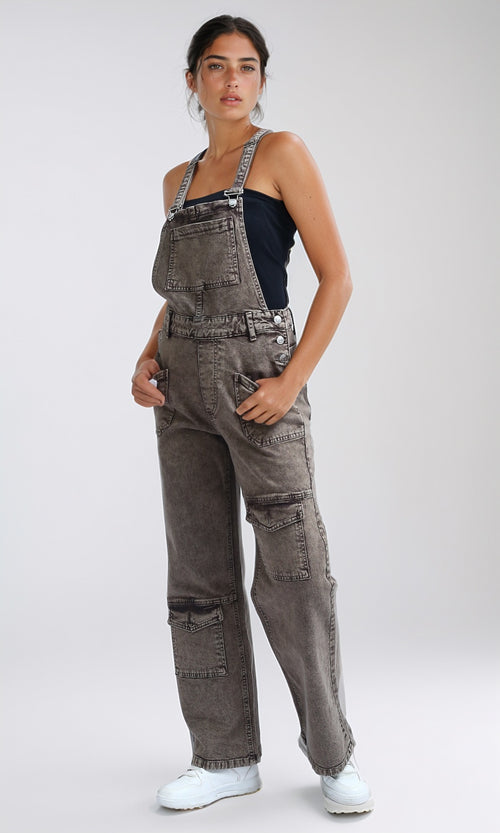 O200525 - Sleeveless Summer Women Salopette - Washed Brown