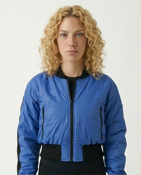 Ravin Electric Cobalt Cropped Bomber Jacket - BLUE & BLACK - o200570