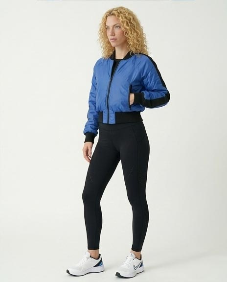 Ravin Electric Cobalt Cropped Bomber Jacket - BLUE & BLACK - o200570