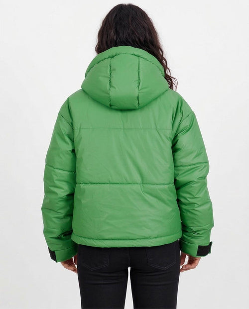 Green Oversized Hooded Quilted Puffer Jacket - O200572