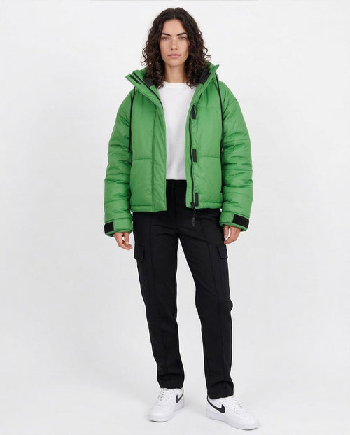 Green Oversized Hooded Quilted Puffer Jacket - O200572